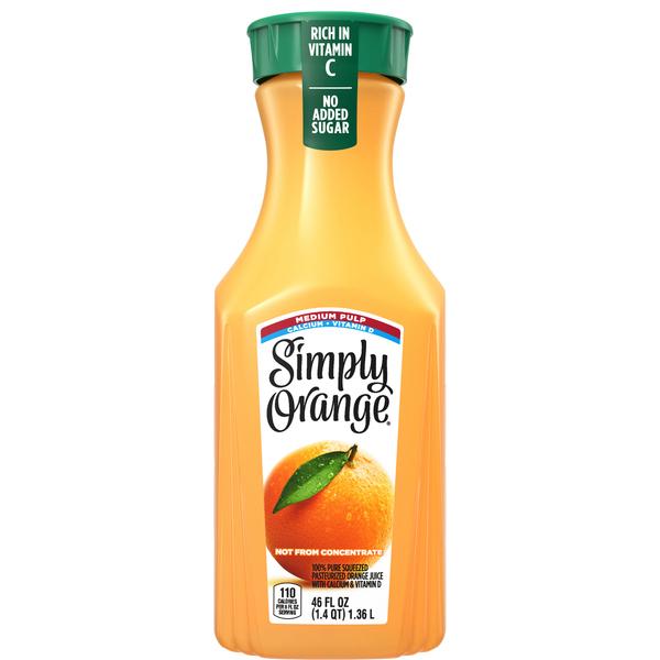 SIMPLY ORANGE JUICE CALCIUM \u0026 VITAMIN D MEDIUM PULP 46Z